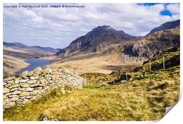 Ogwen Valley and Tryfan in Snowdonia Print by Pearl Bucknall