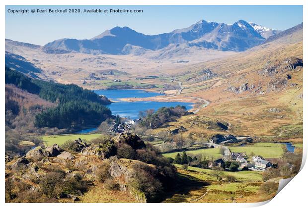 Scenic Snowdonia with Snowdon Horseshoe Print by Pearl Bucknall