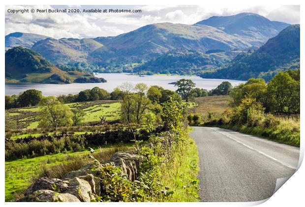 Road to Ullswater in Lake District Print by Pearl Bucknall