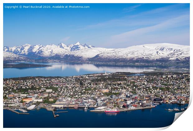 Tromso and Mountains in Norway Print by Pearl Bucknall