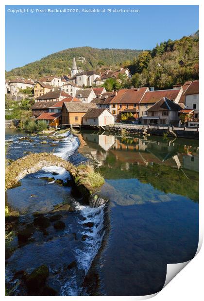 Picturesque River Loue in Lods France Print by Pearl Bucknall
