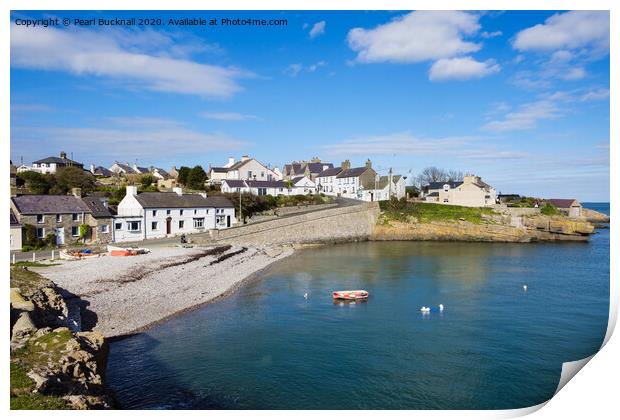 Moelfre Village Anglesey Print by Pearl Bucknall