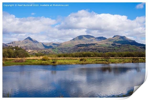 Cnicht and the Moelwyns Across Afon Glaslyn River Print by Pearl Bucknall