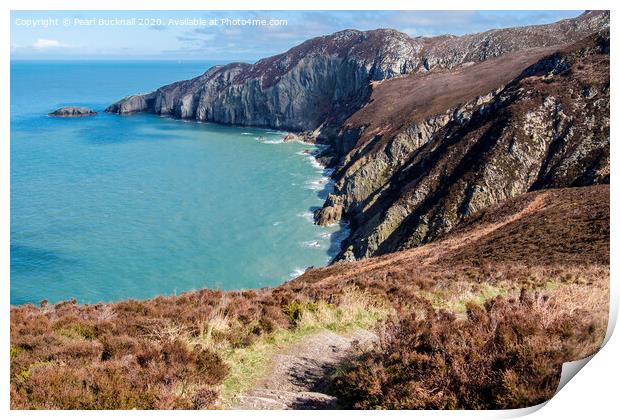 Gogarth Bay and North Stack Anglesey Print by Pearl Bucknall