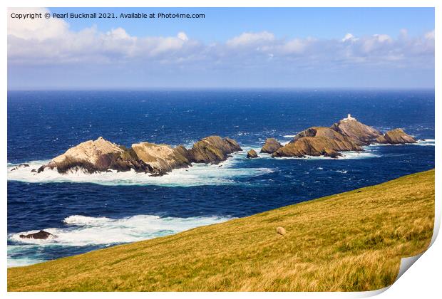 Muckle Flugga Lighthouse on Shetland Isles Print by Pearl Bucknall