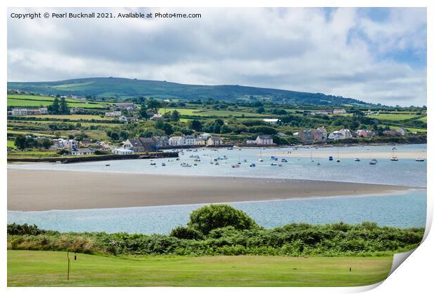 Newport across Afon Nyfer River Pembrokeshire Print by Pearl Bucknall