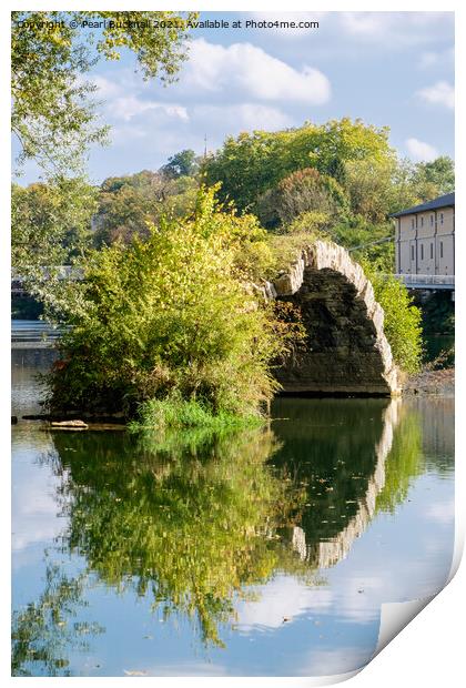 Pont Roman Reflections in Doubs River Print by Pearl Bucknall