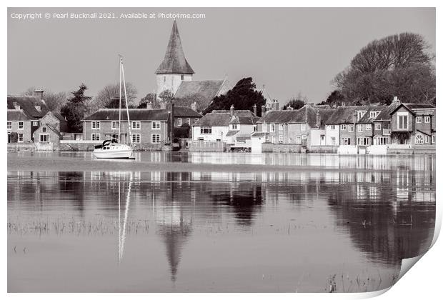 Bosham Reflected in Chichester Harbour West Sussex Print by Pearl Bucknall