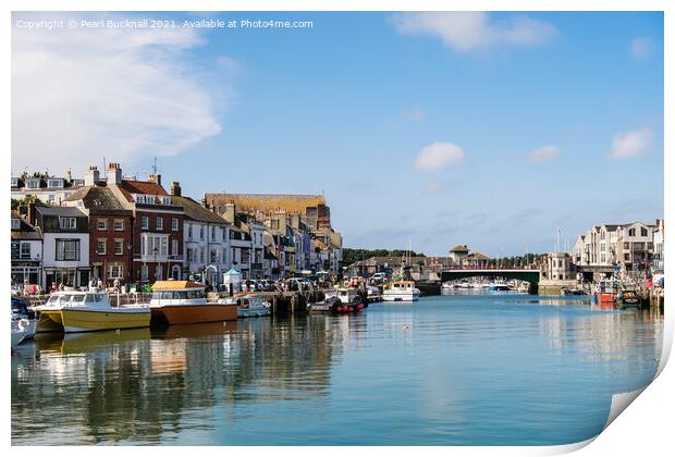 Town Bridge and Weymouth Harbour Print by Pearl Bucknall