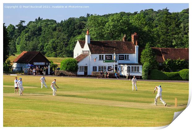 Tilford Village Cricket on the Green Print by Pearl Bucknall