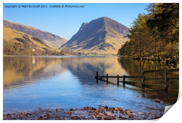 Fleetwith Pike Reflections in Buttermere Lake Dist Print by Pearl Bucknall