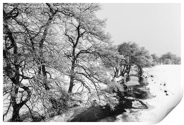 Peak District Winter Snow Scene Print by Pearl Bucknall