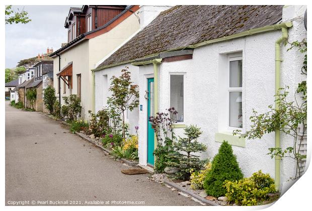 Dornoch Cottages Sutherland Scotland Print by Pearl Bucknall