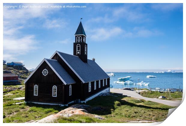 Ilulissat Church by Disko Bay Greenland Print by Pearl Bucknall