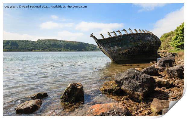 Traeth Dulas Shipwreck Anglesey Wales Print by Pearl Bucknall