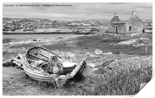 Abandoned on South Uist Scotland Black and White Print by Pearl Bucknall