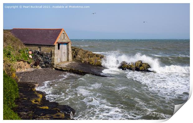 Moelfre Old Boathouse Anglesey Print by Pearl Bucknall