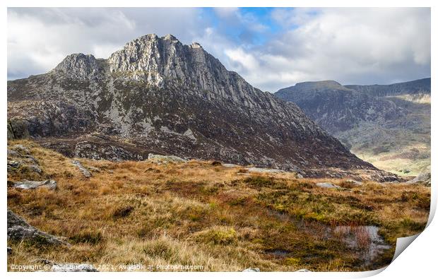 Tryfan Mountain East Face in Snowdonia Wales Print by Pearl Bucknall