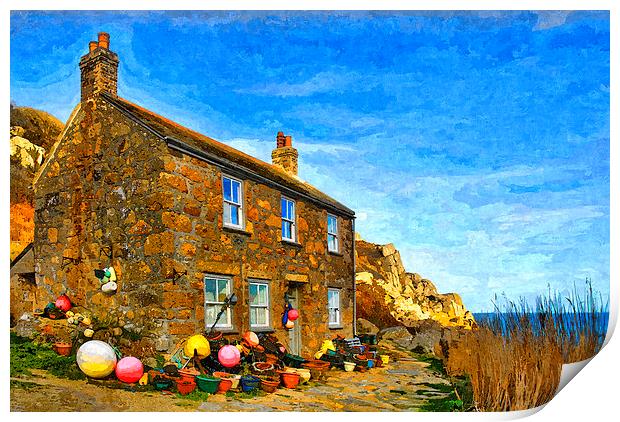 Fishermans cottage, Cornwall, UK Print by Bernd Tschakert