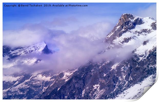 Cloudy Tennen mountains in Winter, Austria Print by Bernd Tschakert