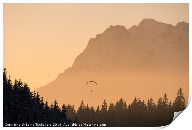 Paraglider in front of mountain, Salzburg, Austria Print by Bernd Tschakert