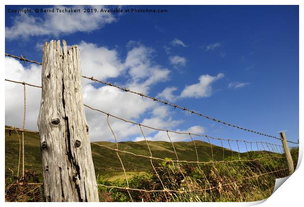 Old barb wire fence, Rhossili bay, Gower, Wales,UK Print by Bernd Tschakert