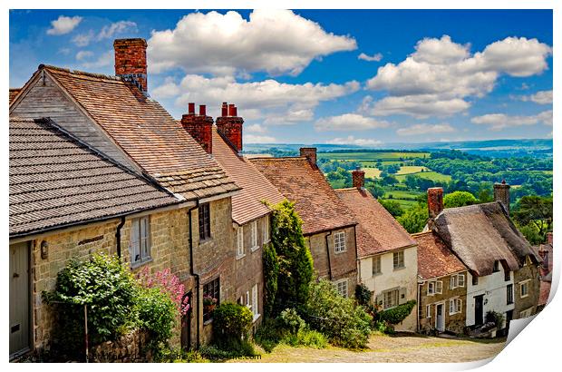 Gold hill Shaftsbury Print by Kevin Britland