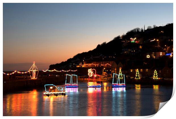Mousehole christmas lights Print by Kevin Britland