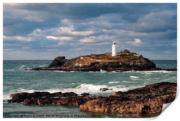 godrevy lighthouse cornwall Print by Kevin Britland