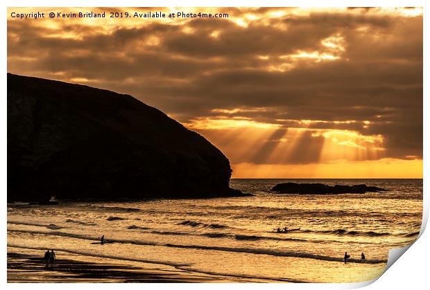 sunset sea cornwall Print by Kevin Britland