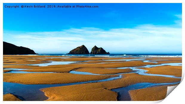 holywell bay at low tide, newquay, cornwall, engla Print by Kevin Britland
