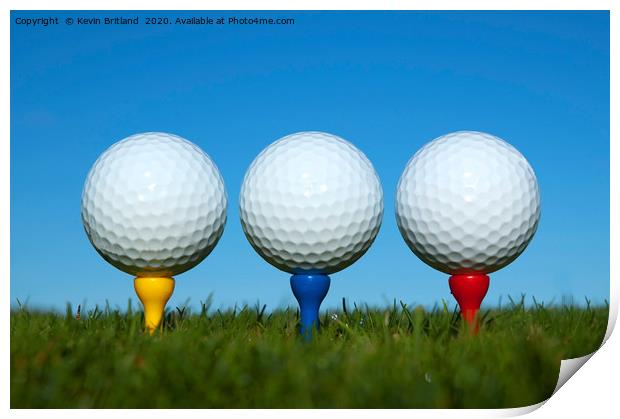 golf balls on tees Print by Kevin Britland