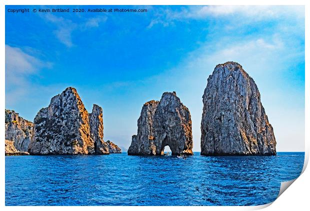 faraglioni rocks capri Print by Kevin Britland