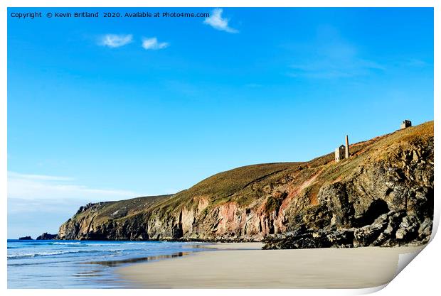 chapel porth beach cornwall Print by Kevin Britland