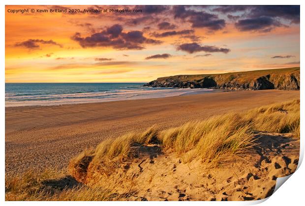 sunset cornwall beach Print by Kevin Britland