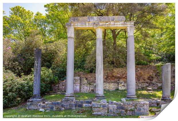 Leptis Magna Ruins in Virginia Water Print by Graham Prentice