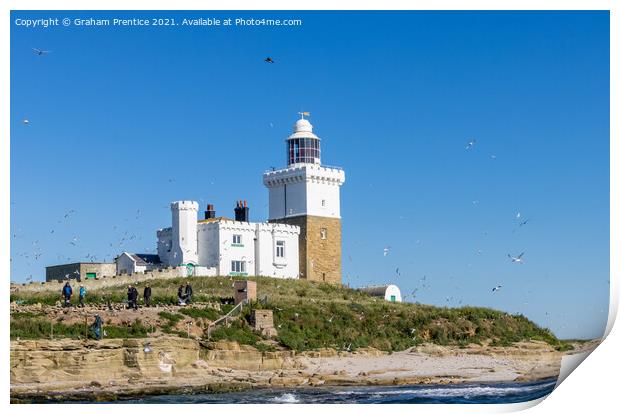 Coquet Lighthouse, Amble, Northumberland Print by Graham Prentice
