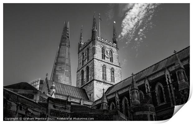 Southwark Cathedral and The Shard Print by Graham Prentice