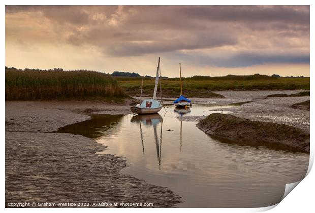 Brancaster Staithe, Norfolk before the storm Print by Graham Prentice