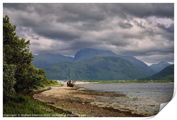 Shipwreck on the Shore of Loch Linhe Print by Graham Prentice