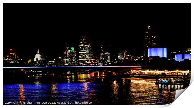 London Night Panorama Print by Graham Prentice