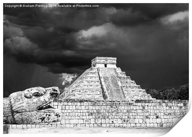 Pyramid at Chichen Itza Print by Graham Prentice