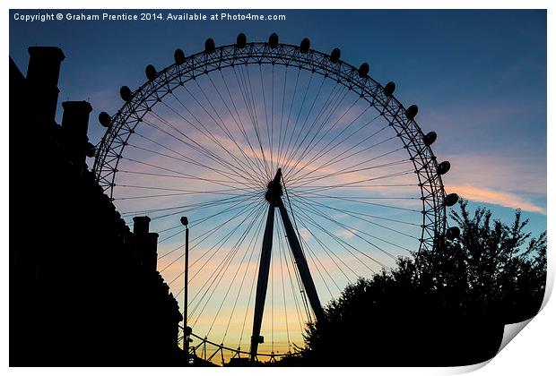 London Eye At Sunset Print by Graham Prentice