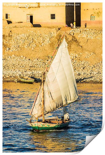 Felucca on River Nile, Egypt Print by Graham Prentice