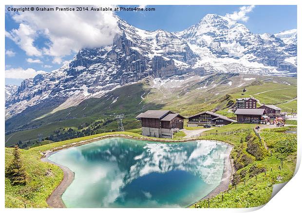 Eiger and Reflection in Alpine Lake Print by Graham Prentice