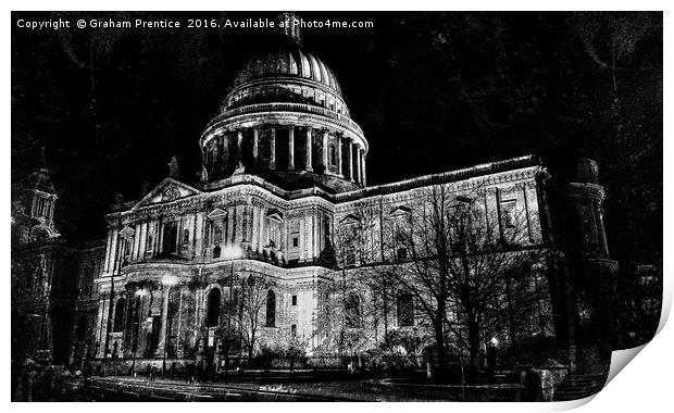St. Paul's Cathedral, London, at Night Print by Graham Prentice