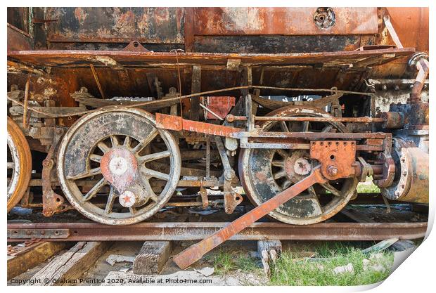 Rusting Locomotive Wheels Print by Graham Prentice