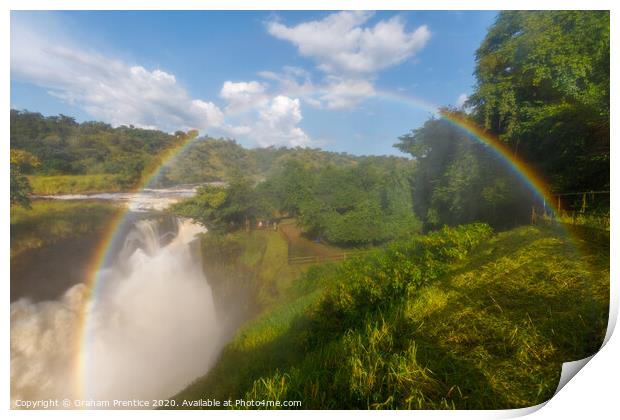 Rainbow over the Murchison Falls Print by Graham Prentice
