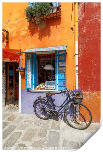 Burano Shop and Bicycle Print by Graham Prentice