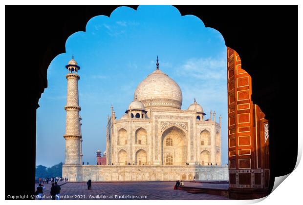 Taj Mahal Through Arch Print by Graham Prentice